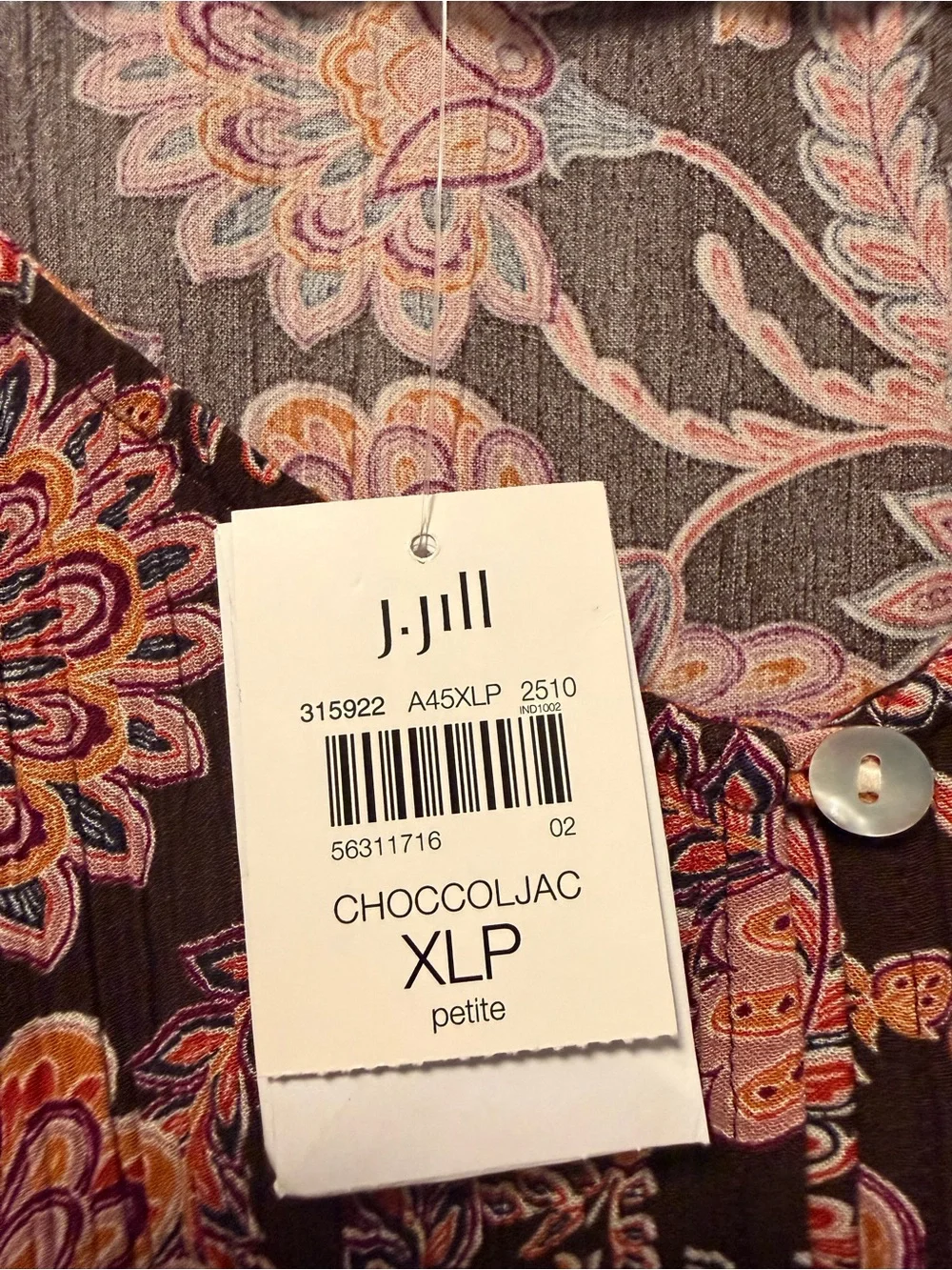J. Jill Printed Crinkle-Textured Top XL Petite NWT